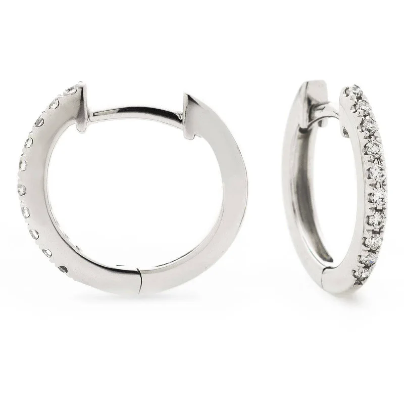 Abstract Earrings for Women-DIAMOND MICROS SET HOOP EARRINGS IN 18K WHITE GOLD