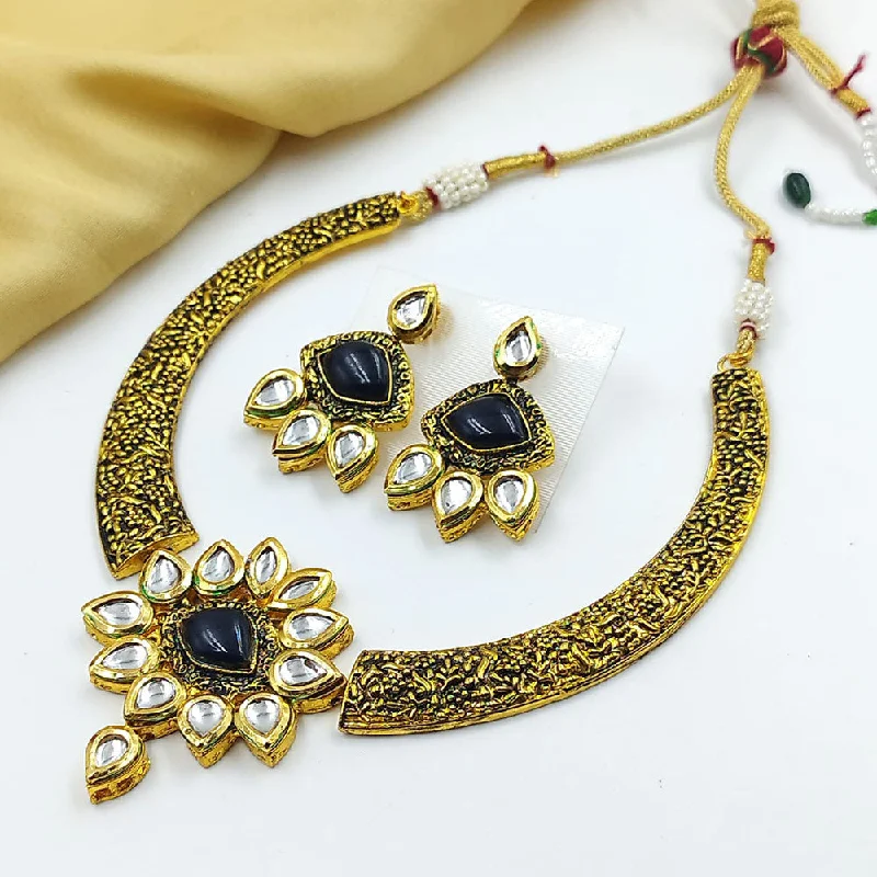 Heart Shaped Pendant Necklaces-Pooja Bangles Gold Plated Kundan Necklace Set