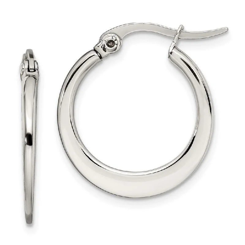 Classy Diamond Earrings-Stainless Steel 19mm Diameter Hoop Earrings