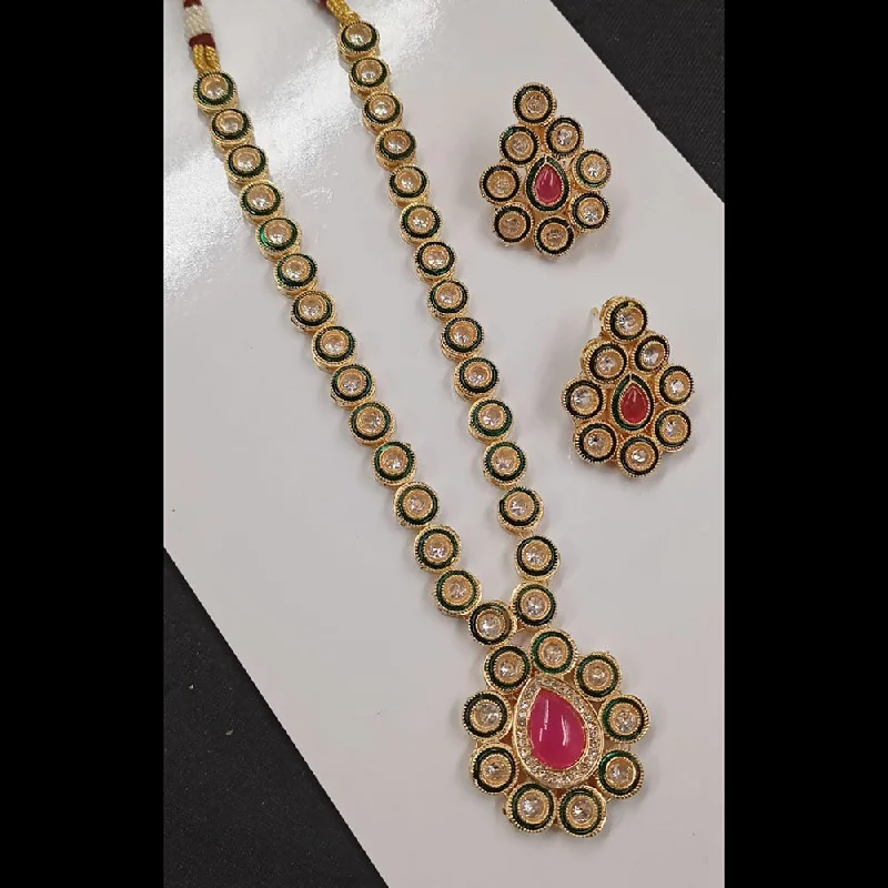 Bold Statement Necklaces-Padmawati Bangles Gold Plated Austrian Stone Necklace Set