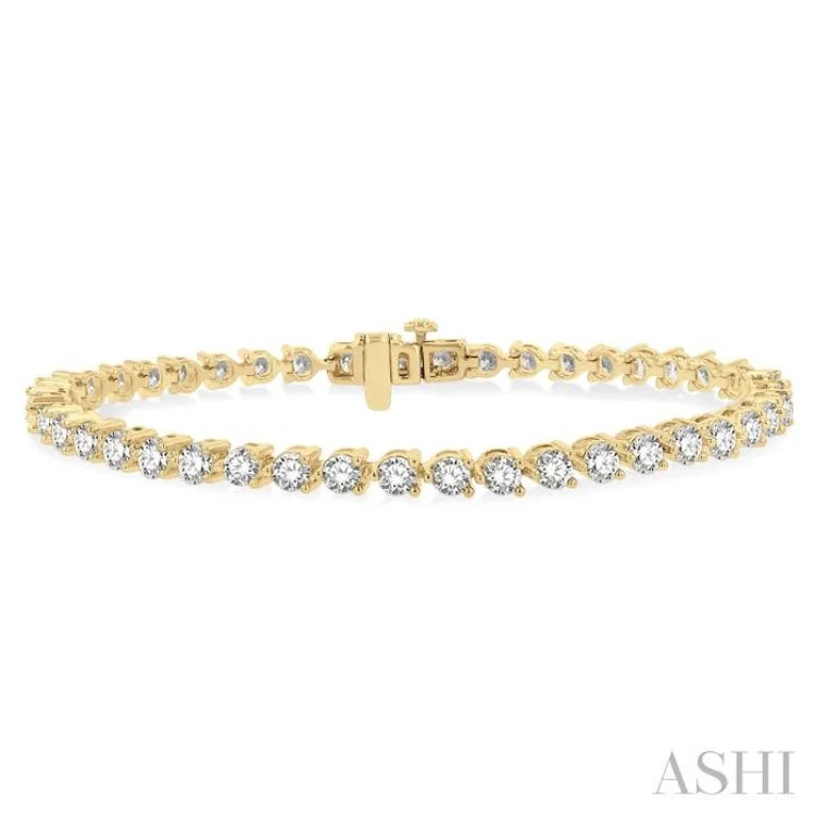 Trendy Crystal Bracelets-4.00CT RDDM 3 PRONG BRACELET YG 14K-G*