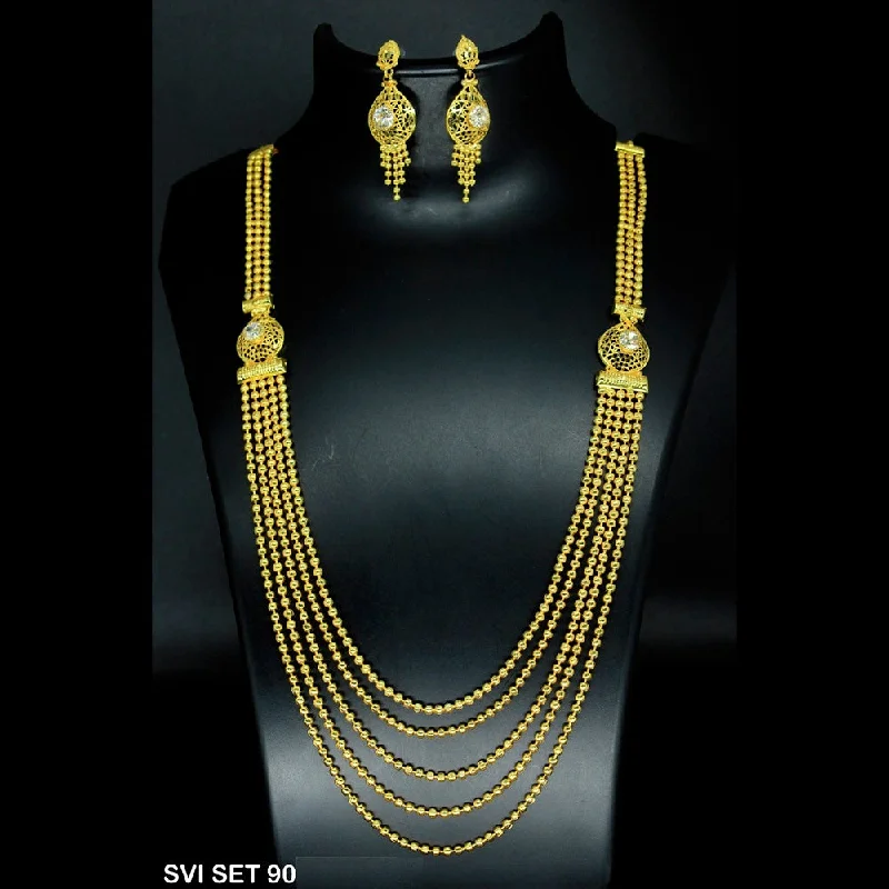 Vintage Pearl Necklaces-Mahavir Forming Gold Necklace Set - SVI SET 90