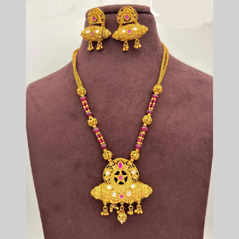 Colorful Beaded Pendant Necklaces-Jewel Addiction Gold Plated Pota Stone And Pearls Necklace Set