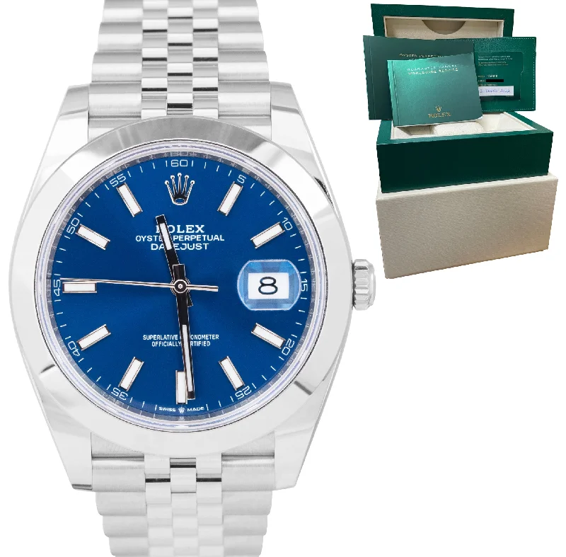 Affordable Digital Watches-NEW 2022 Rolex DateJust 41 Blue 41mm Stainless Steel Jubilee Watch 126300 B+P