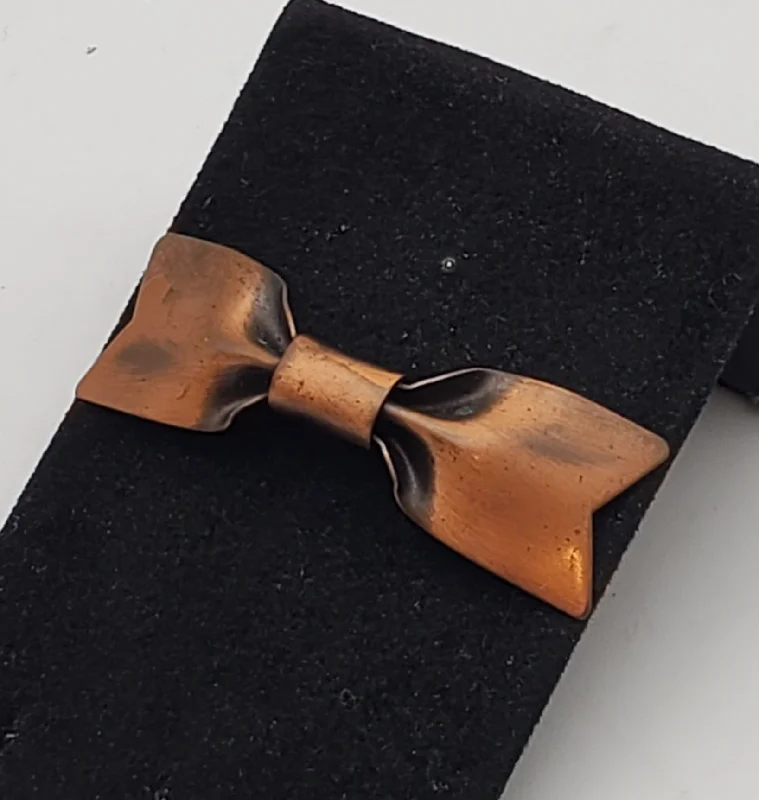 Fashionable Brooch for Special Events-Vintage Copper Bow Tie Brooch