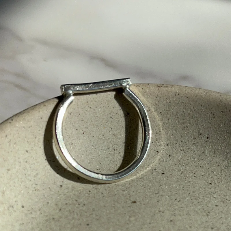 Statement Rings for Women-Rectangle Bar Argentium Silver Ring | Nickel Free