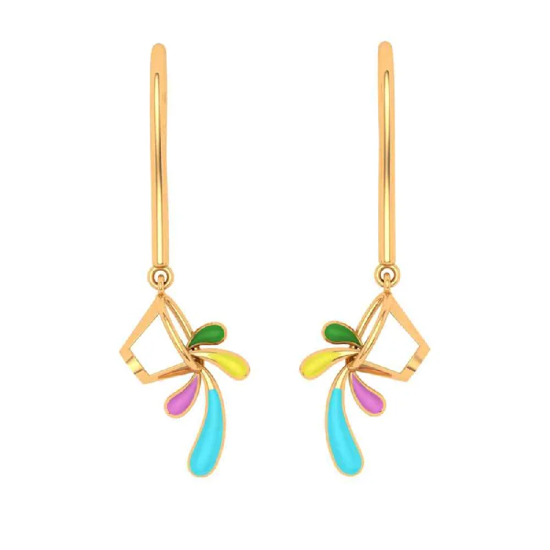 Designer Earrings Online-Eclectic Floral 18k Gold Drop Earrings