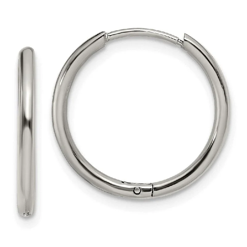 Trendy Dangle Earrings-Stainless Steel Polished 1.6mm Hinged Hoop Earrings