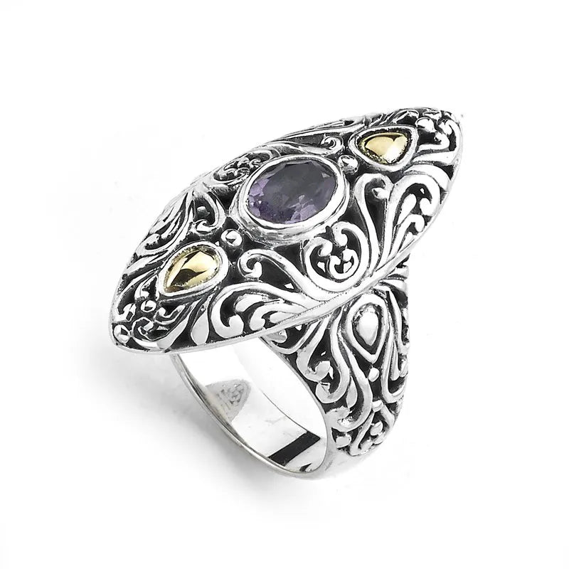 Large Statement Rings-Elea Ring- Amethyst