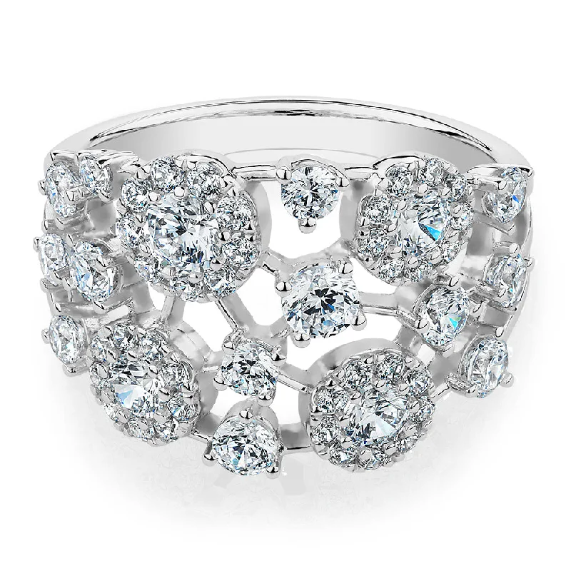 Handcrafted Wedding Rings-Celeste Dress ring with 1.59 carats* of diamond simulants in 10 carat white gold