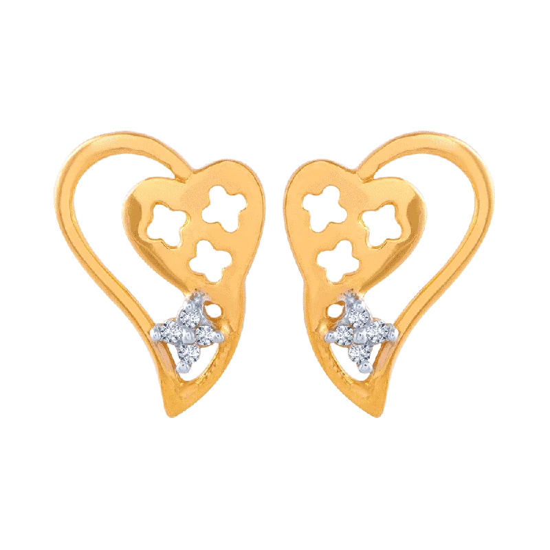 Lightweight Earrings-14KT (585) Yellow Gold And American Diamond Stud Earrings For Women