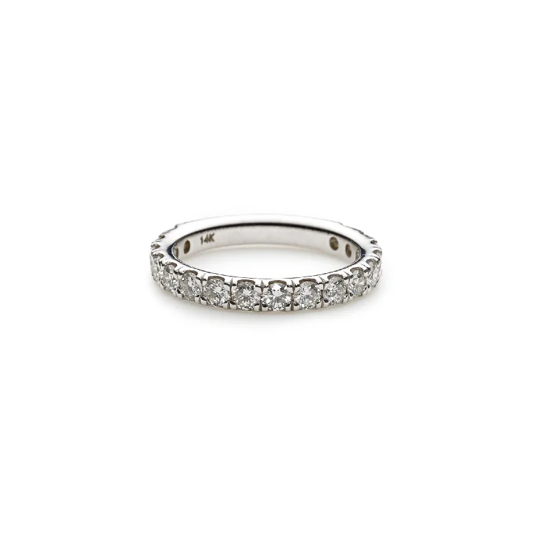 Wedding Rings with Diamonds-14K White Gold Diamond Wedding Band W/ 0.95ct VS-SI Diamonds & Shared Prong Setting