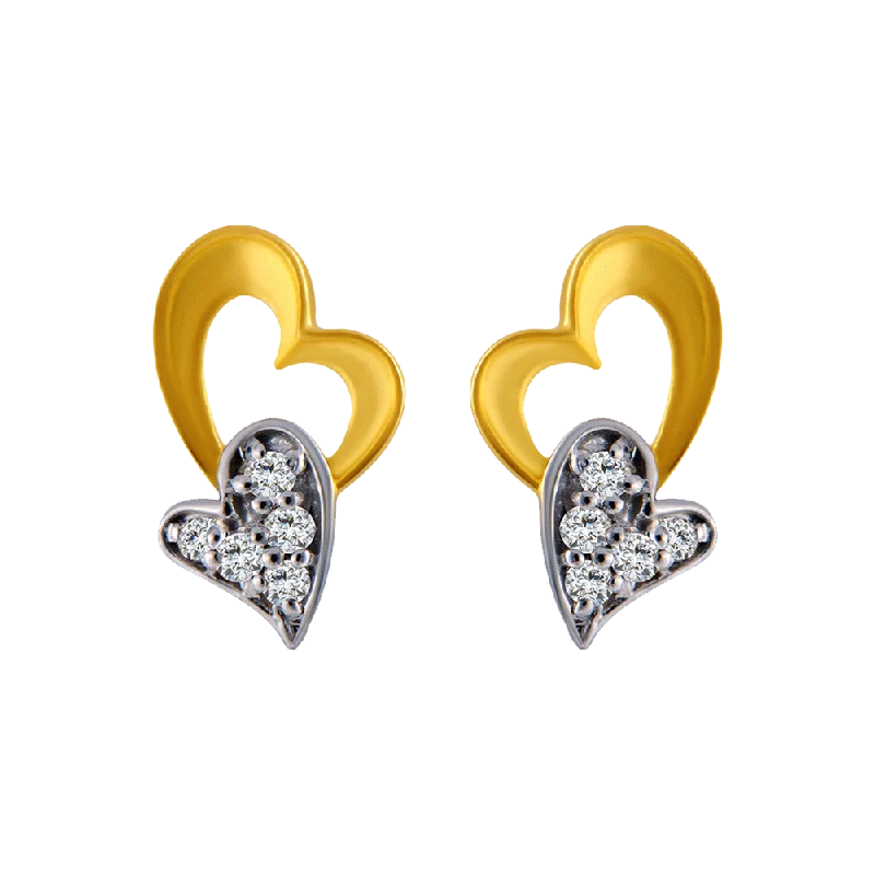 Mixed Metal Earrings-14KT (585) Yellow Gold Stud Earrings For Women