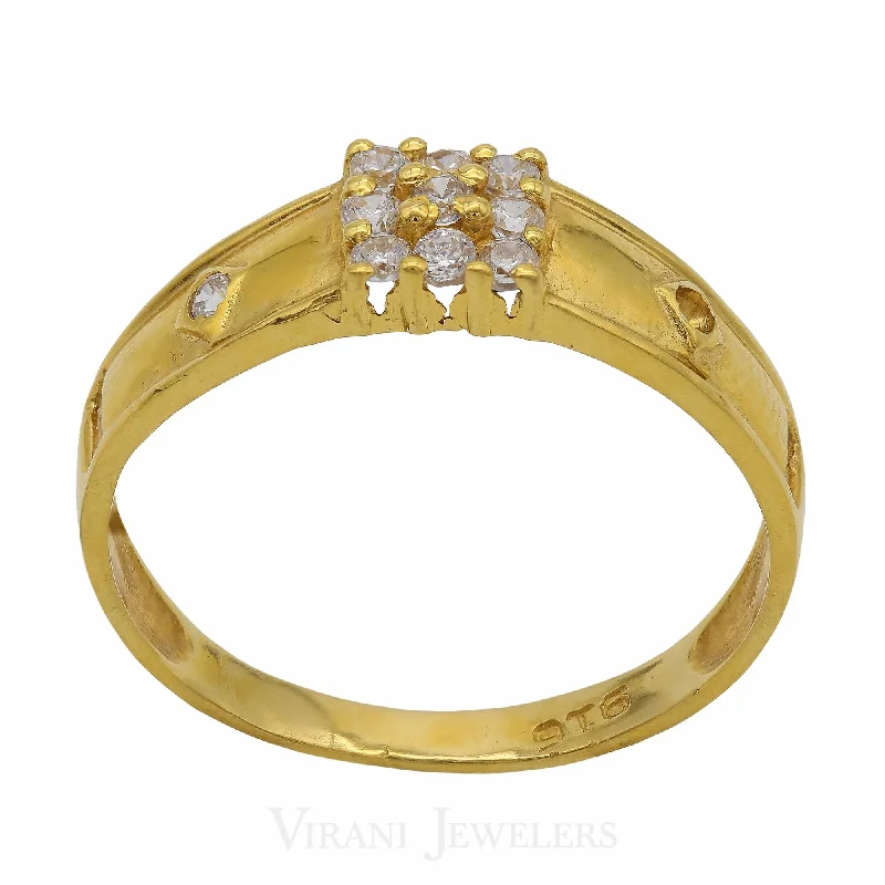 Elegant Titanium Rings-22K Gold CZ Ring