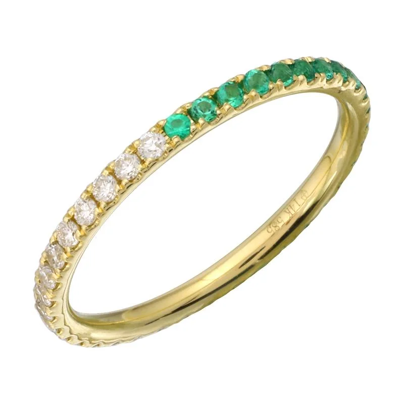 Natural Stone Rings-Half Diamond Half Gemstone Eternity Ring