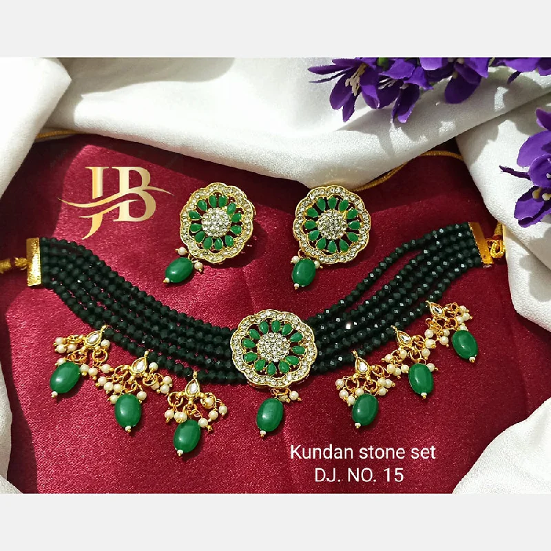 Bohemian Gemstone Necklaces-Shree Jai Sai Art Gold Plated Kundan Choker Necklace Set