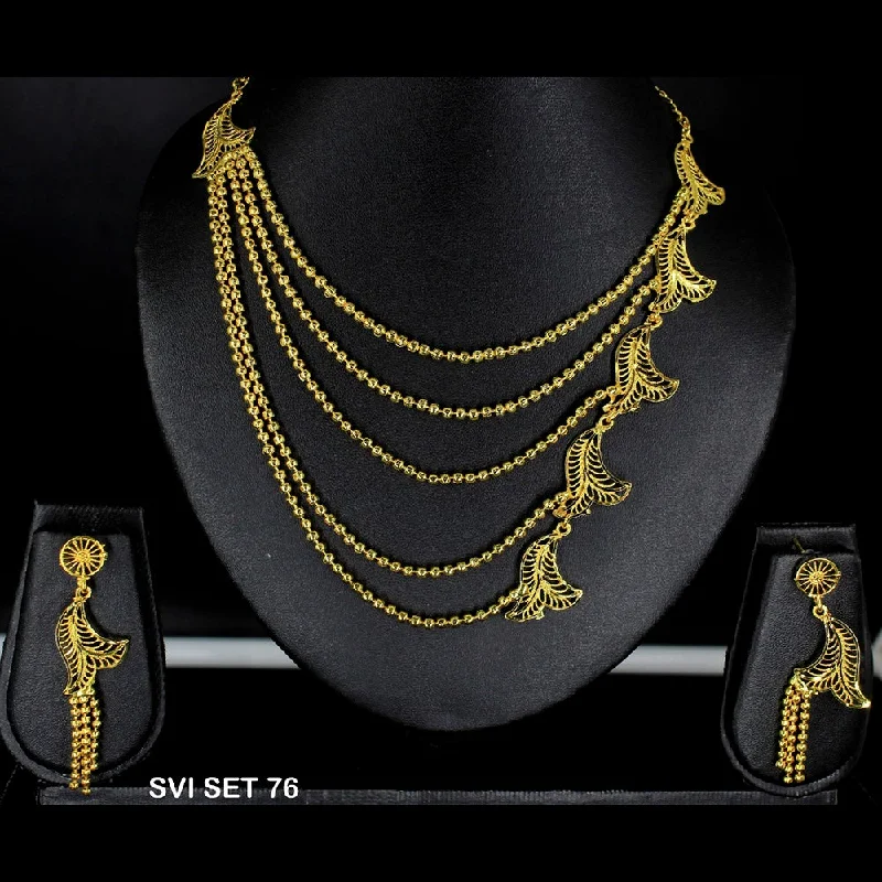 Elegant Diamond Necklaces-Mahavir Forming Gold Necklace Set - SVI SET 76