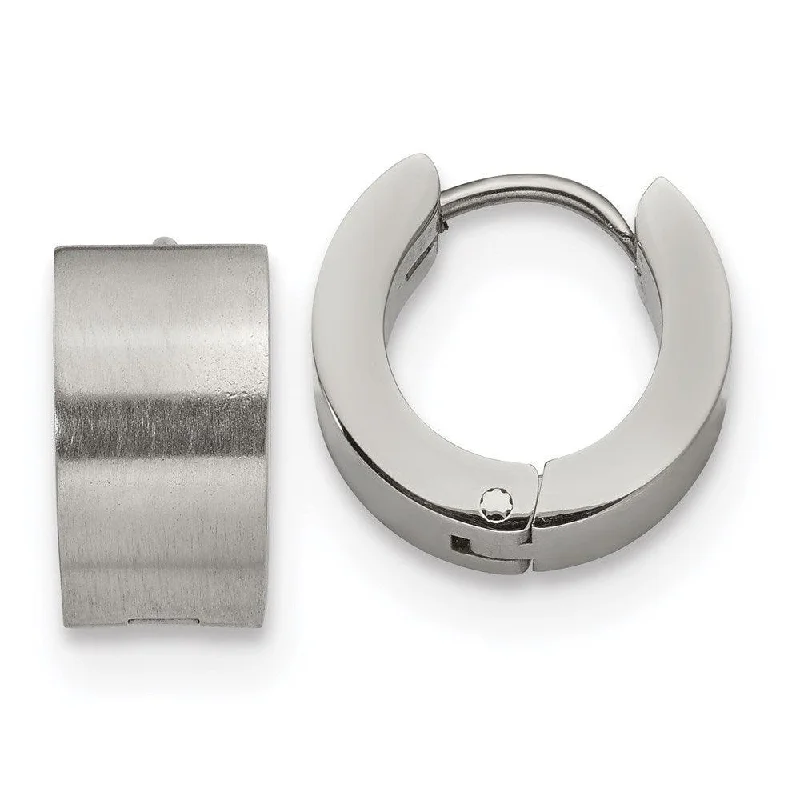 Handcrafted Earrings-Stainless Steel Brushed and Polished 7.0mm Hinged Hoop Earrings