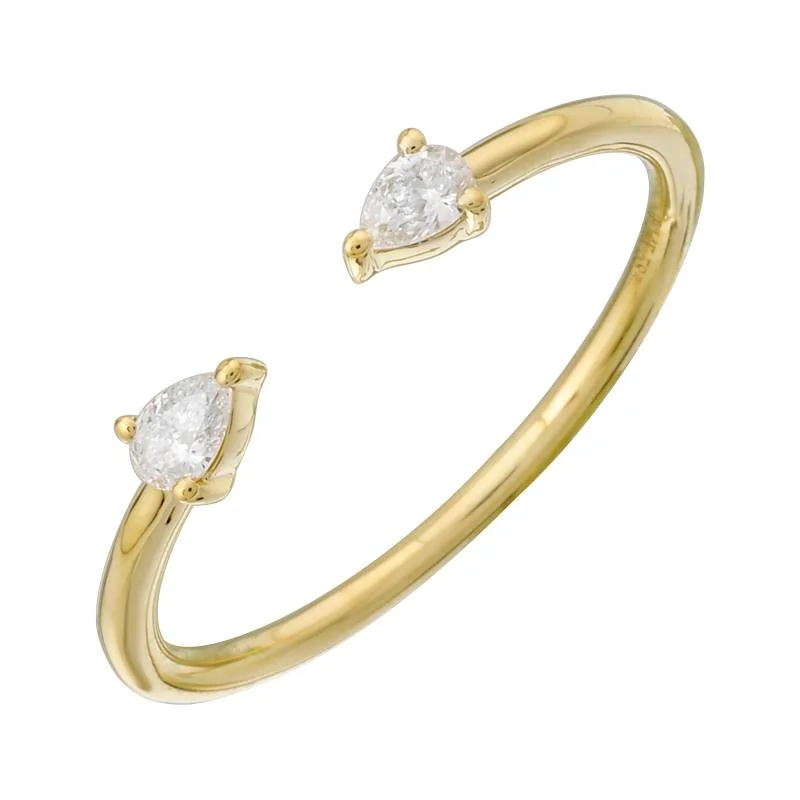 Fashionable Silver Rings-Double Pear Gold Band Ring