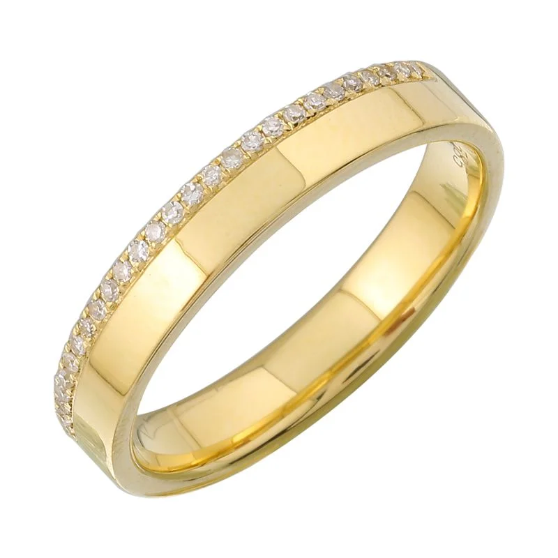 Elegant Wedding Rings-14k Yellow Gold Band With Diamond Edge Ring