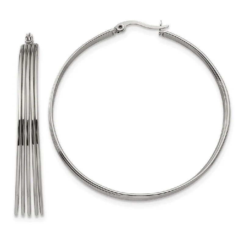 Customizable Earrings for Gifts-Stainless Steel Polished Wire Hoop Earrings