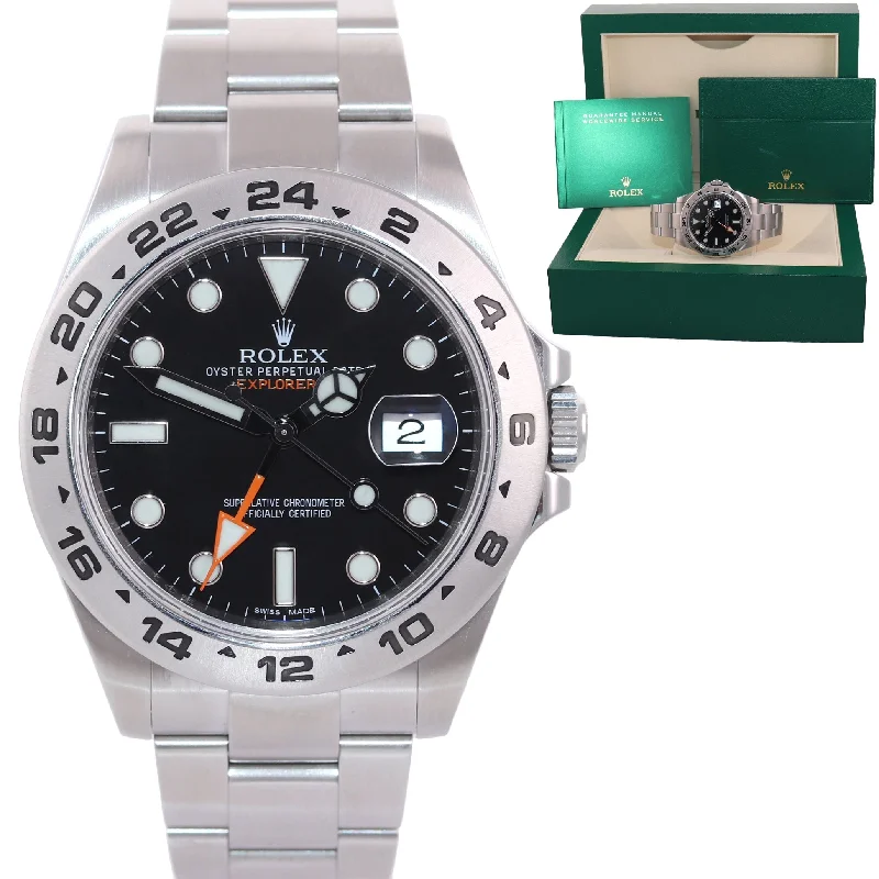 Affordable Mechanical Watches-Random Serial Rolex Explorer II 42mm 216570 Black Dial Steel Lume Watch Box