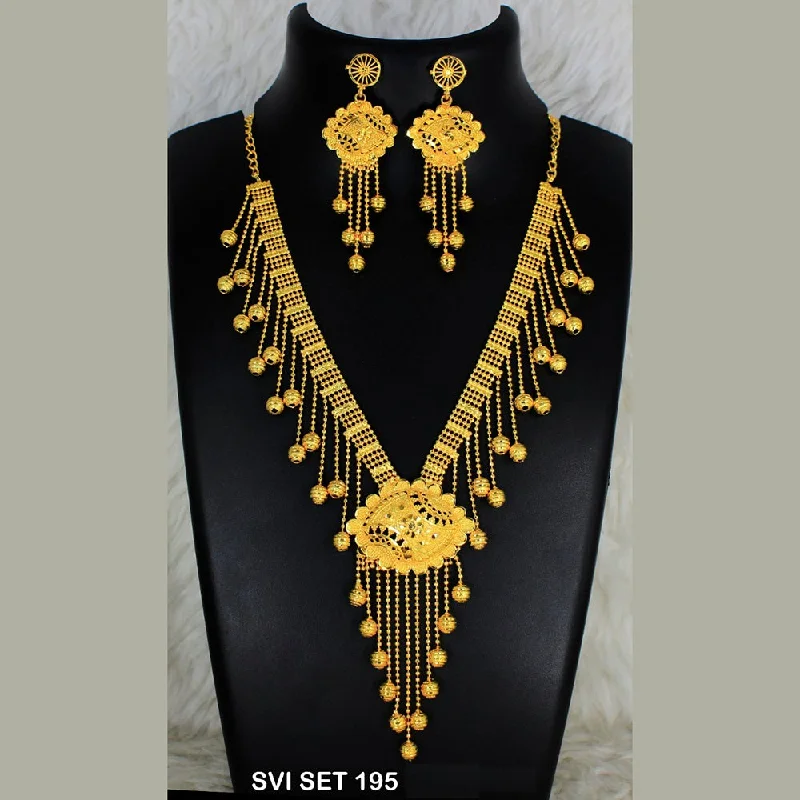 Crystal Flower Necklaces-Mahavir Forming Gold Necklace Set  - SVI SET 195