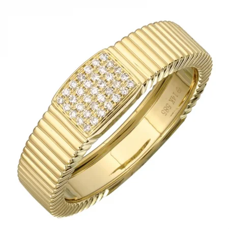 Fashion Rings for Women-Square Pave Fluted Ring