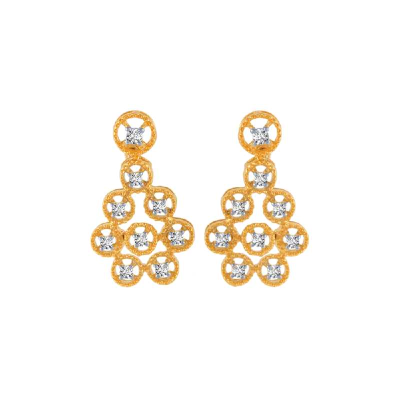 Chunky Gold Earrings-18KT (750) Yellow Gold And Diamond Stud Earrings For Women