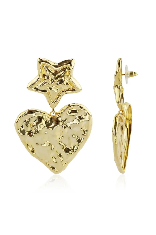 Bridal Earrings for Bridesmaids-Aiko Gold Heart Earrings