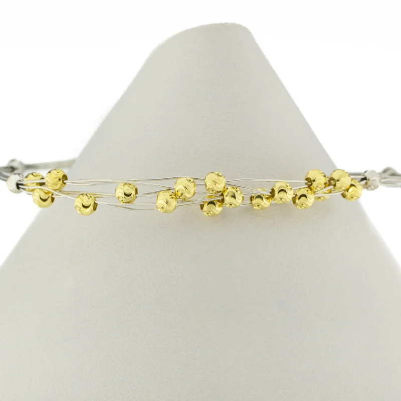 Classic Charm Bracelets-Gold Wire Fashion Bracelet 6.75" in 18K Two Tone Gold