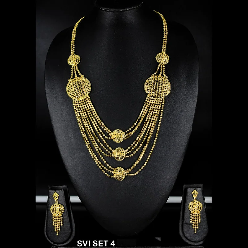 Long Pendant Necklaces-Mahavir Forming Gold Necklace Set - SVI SET 4