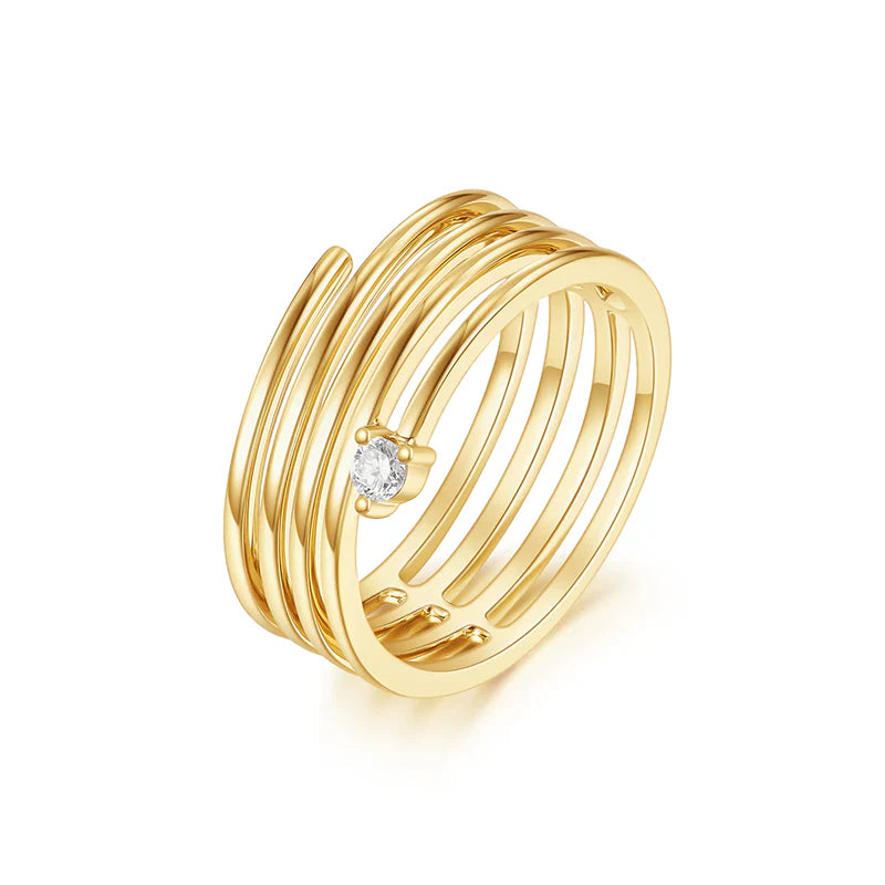 Men's Wedding Rings-14K Spiral With Single Diamond Ring