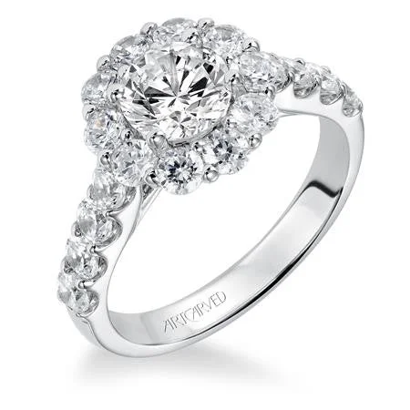 Modern Diamond Engagement Rings-Lady's White 14 Karat Engagement Ring Size 6.5 With 19=1.44Tw Round Diamonds