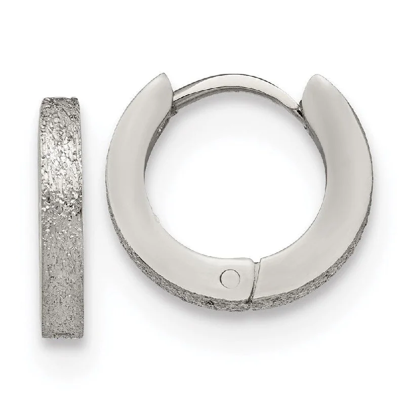 Silver Ear Cuffs-Stainless Steel Polished and Sand Blasted 2.0mm Hinged Hoop Earrings