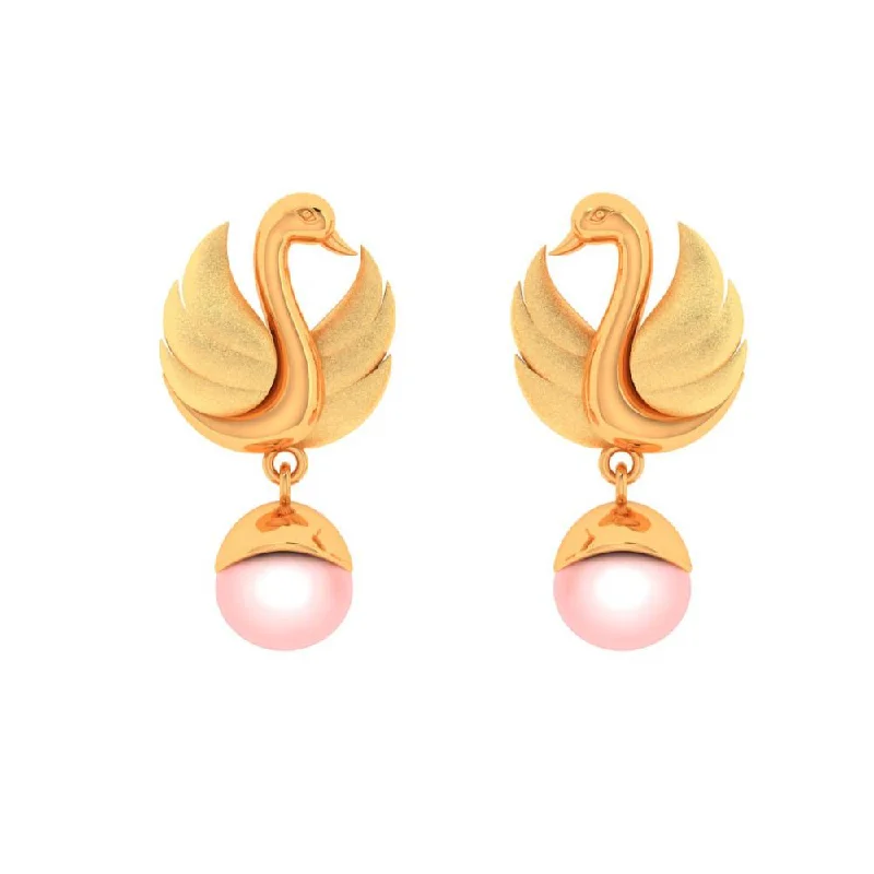 Gemstone Stud Earrings-Swan Pink Ball 18k Gold Earrings