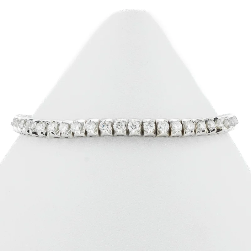 Silver Birthstone Bracelets-5.00ctw Round Diamond 7.5" Tennis Bracelet in 14K White Gold