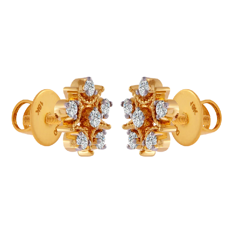 Affordable Silver Earrings-18KT (750) Yellow Gold And Diamond Clip-on Earrings For Women