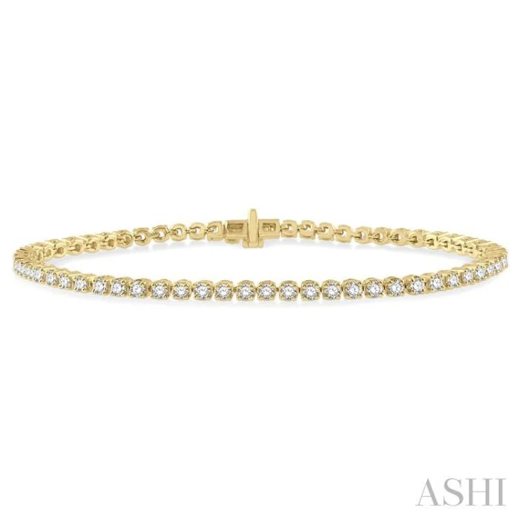 Simple Personalized Bracelets-3 Ctw Round Cut Diamond Tennis Bracelet in 14K Yellow Gold