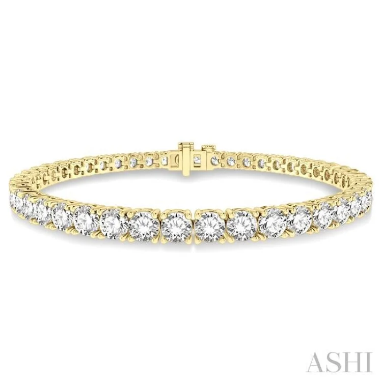 Natural Stone Bracelets-8 Ctw Round Cut Diamond Tennis Bracelet in 14K Yellow Gold