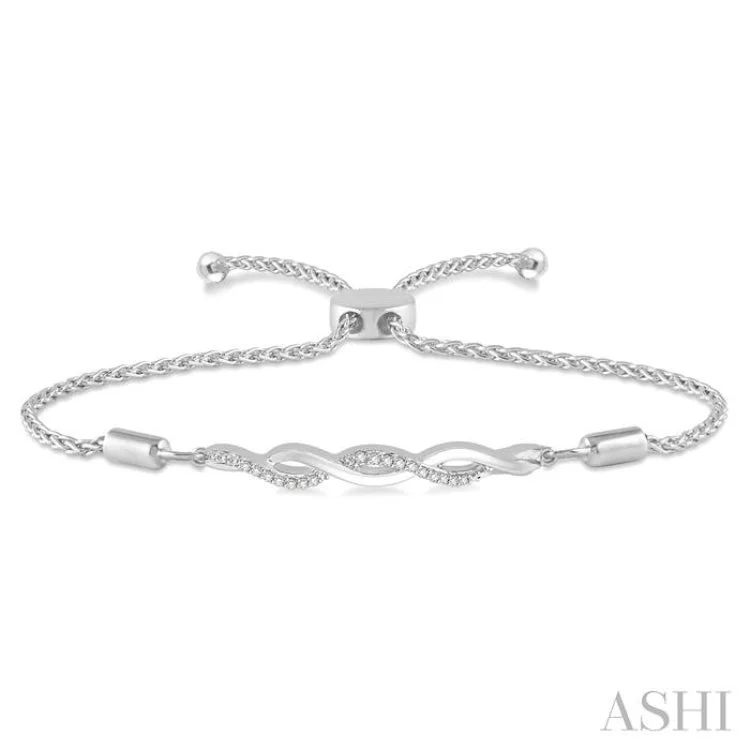 Double Strand Bracelets-1/20 Ctw Infinity Swirl Round Cut Diamond Sterling Silver Lariat Bracelet