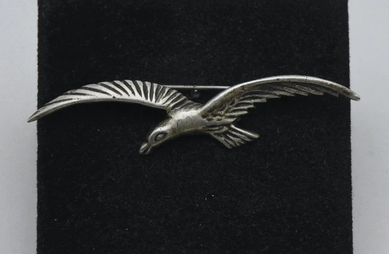 Personalized Silver Brooch-Vintage Handmade Silver Seagull Brooch