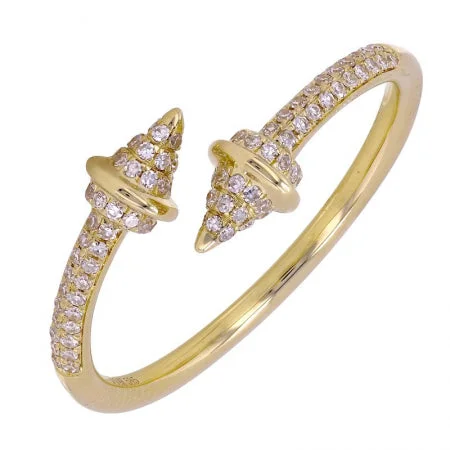 Men's Fashion Rings-14k Yellow Gold Pointed Cone Diamond Ring