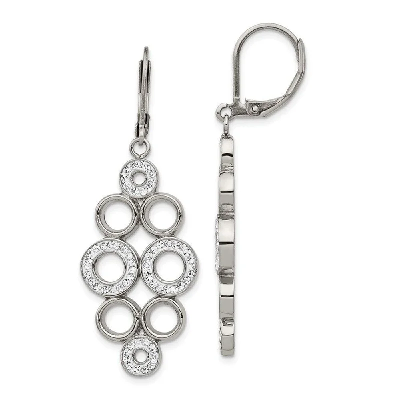 Beautiful Crystal Earrings-Stainless Steel Polished w/Preciosa Crystal Leverback Dangle Earrings