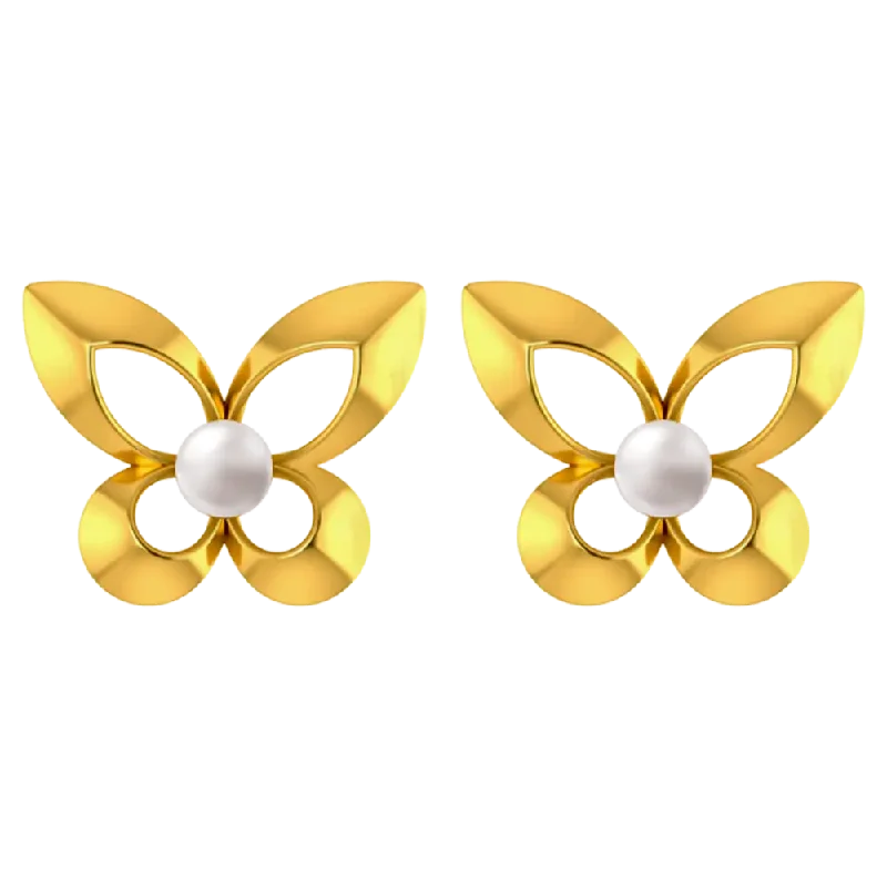 Funky Earrings for Teens-14k Graceful Pair Of Gold Earrings With The Design Of Butterfly Wings