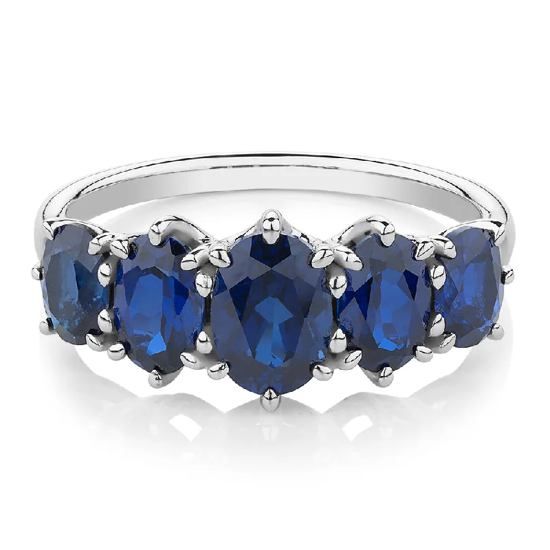 Fashion Rings for Women-Dress ring with sapphire simulants in 10 carat white gold