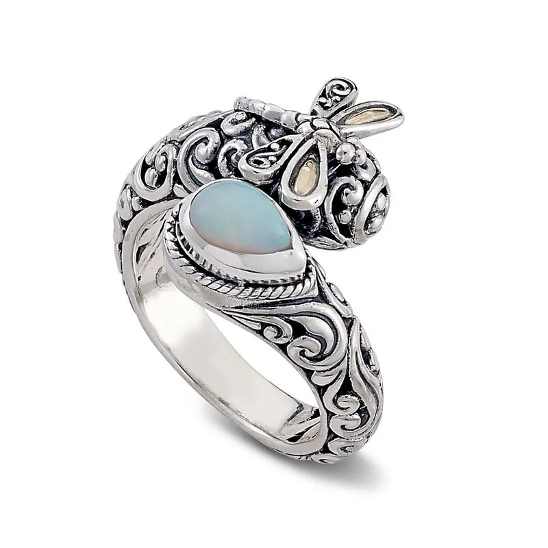 Designer Silver Rings-Bayapa Ring- Opal