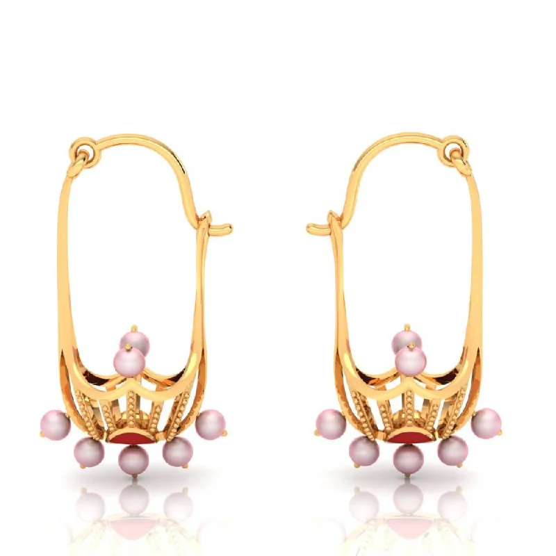 Large Gold Earrings-18k Delicate Gold Earrings With Distinct Design