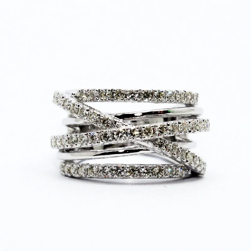 Sterling Silver Rings for Women-DIAMOND CRISS CROSS RING AD NO.1618