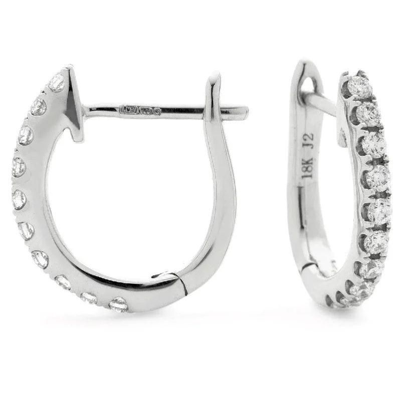 Cute Butterfly Earrings-DIAMOND HOOP EARRINGS IN 18K WHITE GOLD